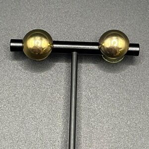 Vintage 80s Gold Plated Button Stud Earrings Dome Retro Classic